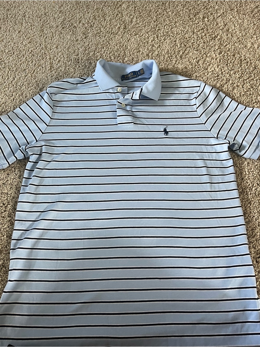 Polo by Ralph Lauren Light Blue Polo with Navy Stripes very soft